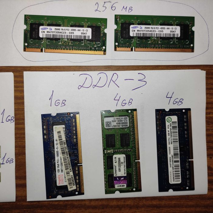 Оперативна пам'ять DDR2 DDR1 DDR3 RAM 512mb 256 1 2 4gb  DIMM SO-DIMM