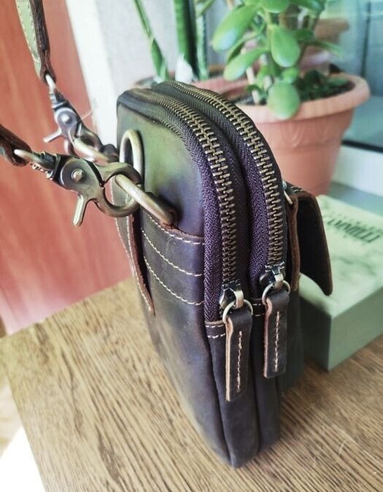 Барсетка -Сумка мужская. Dark Brown. Кожа