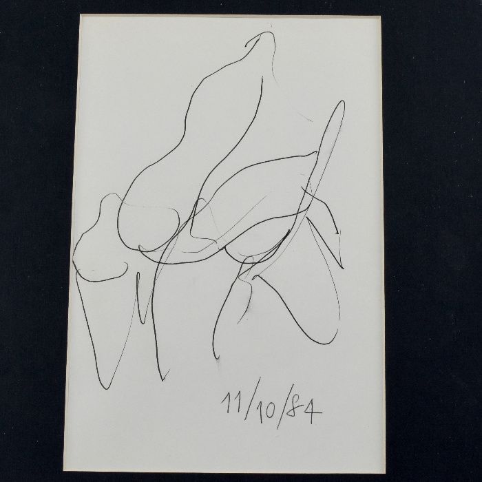 Desenho sobre papel do Artista ARTUR BUAL, datado de 11/10/84