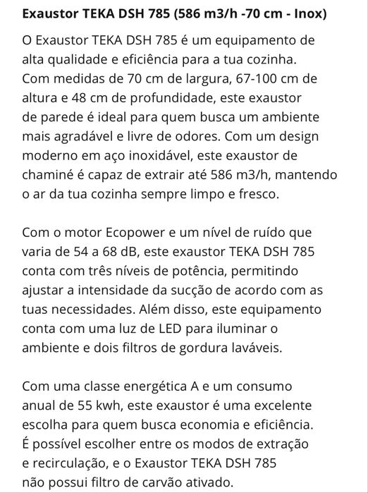 Exaustor de parede Teka