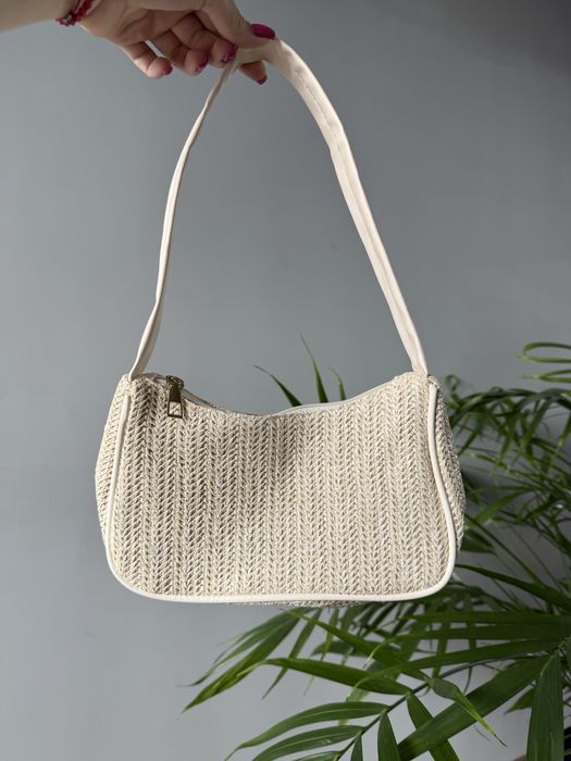 Torebka boho bagietka kremowa lato