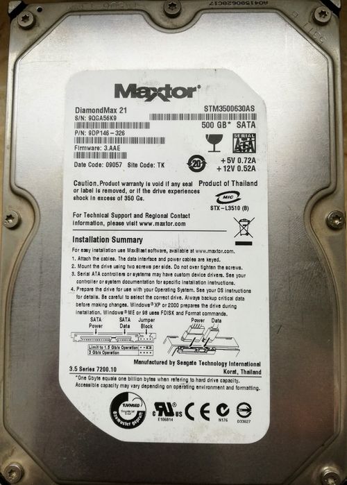 Dysk Sata 500 GB Maxtor