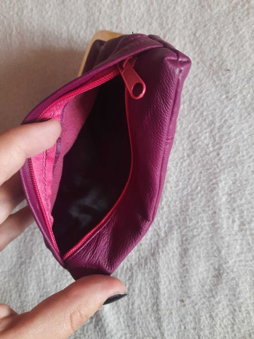 Portmonetka skórzana damska, piękny fiolet!