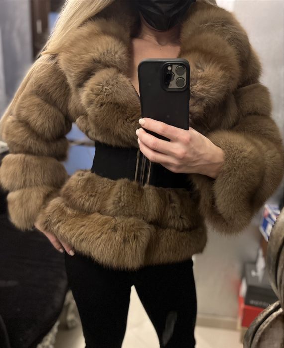 Шикарная шуба из куницы, 4:1, цвет соболь тортора