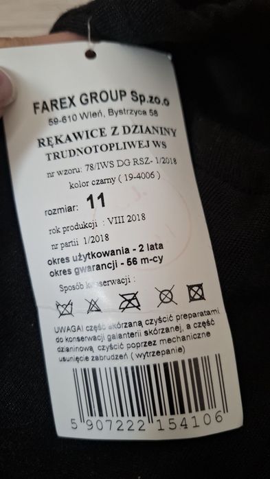 Rękawice z dzianiny trudnotopliwej ws czarne