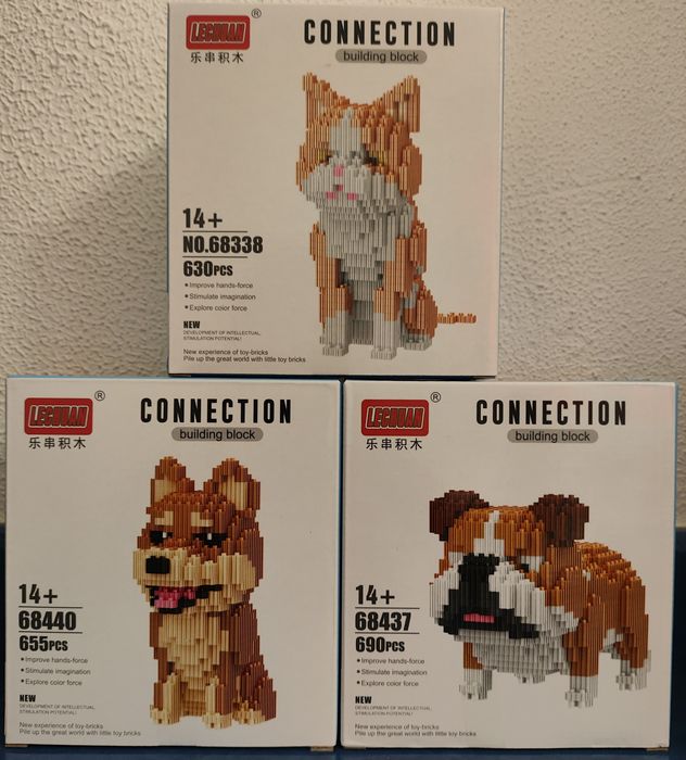 Об'ємний 3D конструктор Кіт Собака 3 вида building block