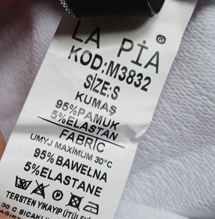 Biały bawełniany  komplet damski La Pia rozmiar S bluza spodnie