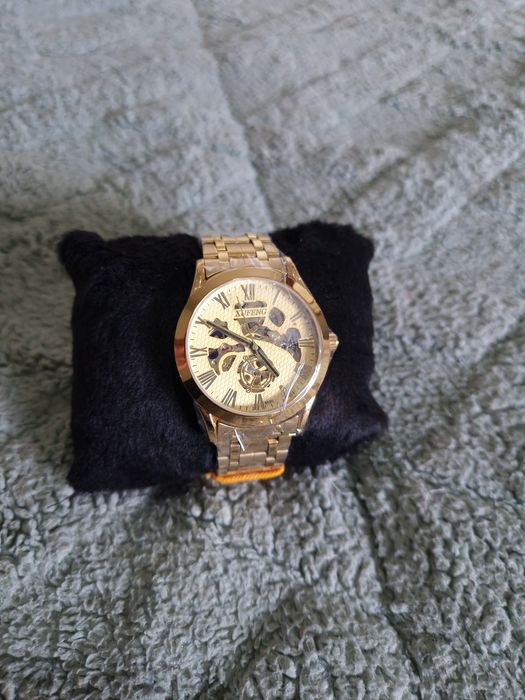 Relógio Xufeng Skeleton Automático Dourado - Como Novo com Plástico