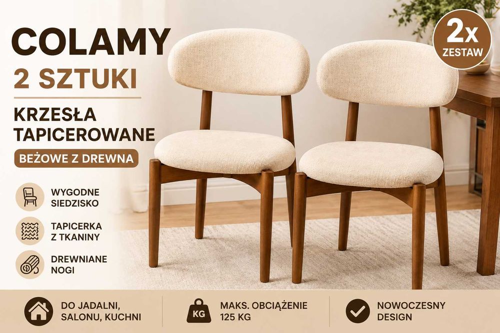 Zestaw 2 krzeseł COLAMY do jadalni, salonu i kuchni