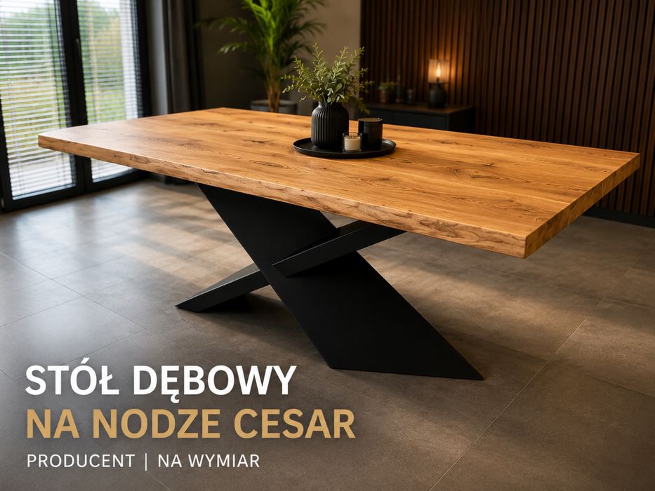 Stół dębowy 200x100 nowoczesny noga Cesar loft industrial