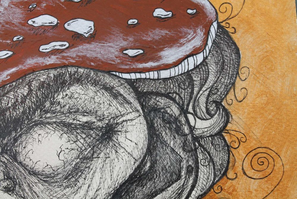 Obraz "Paprodziad" 49x49cm / malarstwo, grzyby, amanita muscaria