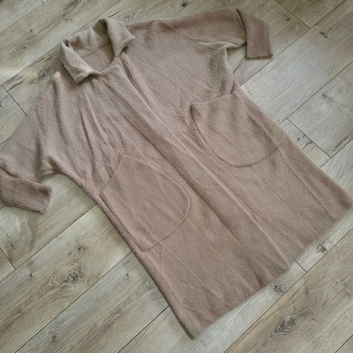 Długi płaszcz alpaka camel nowy bez metki