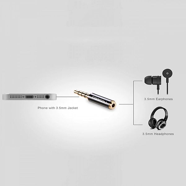 Ugreen adapter audio jack 3.5mm męski do jack 2.5mm żeński czarny (205