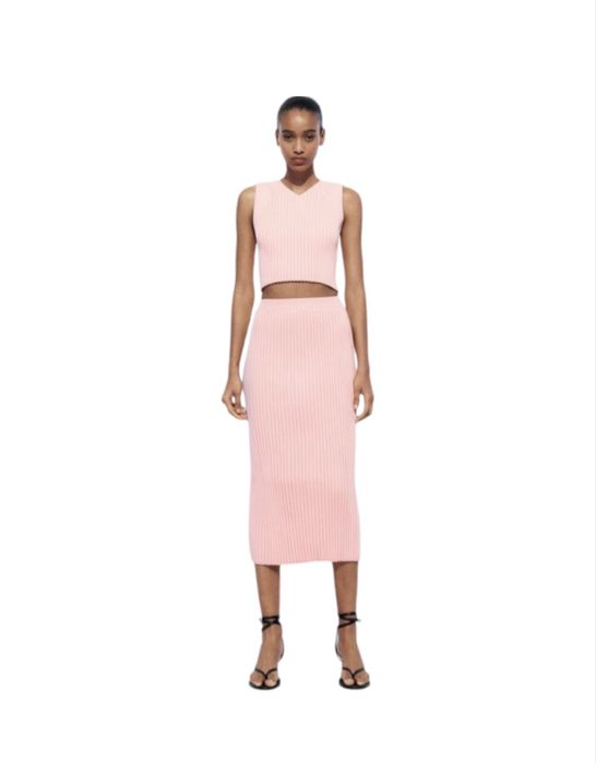 костюм в рубчик топ юбка бренд Zara