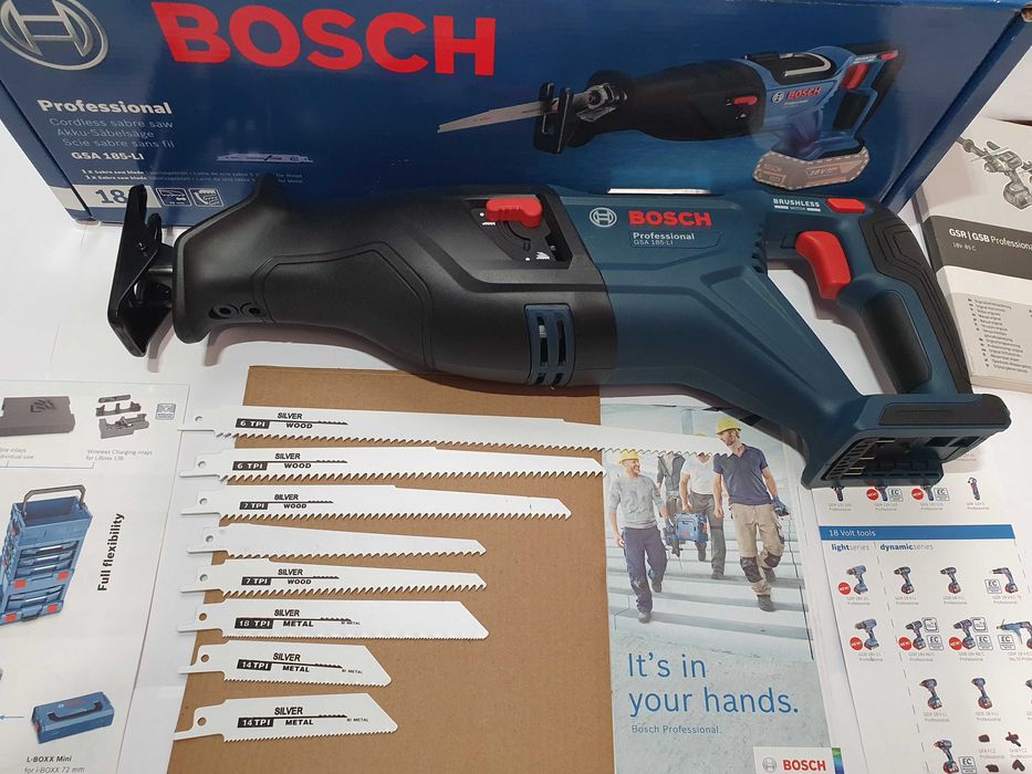 Pila szablasta BOSCH GSA 185 li +noze 8szt pilarka bez aku 18v