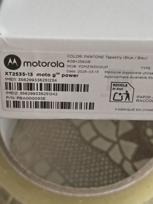 Motorola G06 , 256GB, 5000mA, Novo