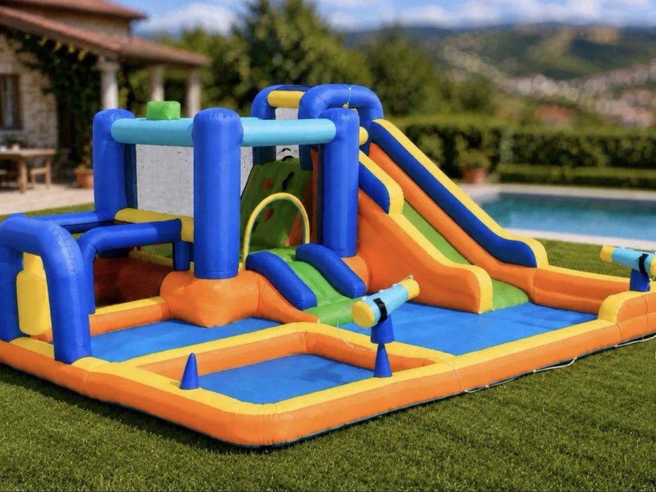 Aluguer Parque Insuflável Infantil c/ Escorrega + Água – 4,3 × 4,2 m