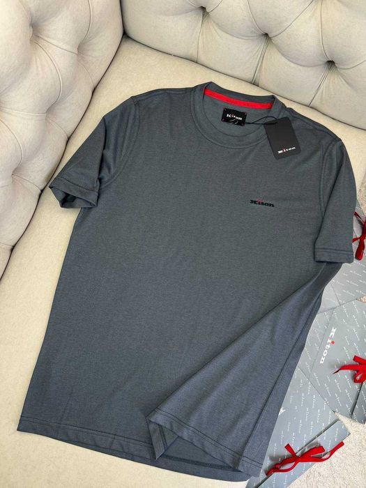 Мужская футболка Kiton бежевая футболка синяя футболка серая Китон