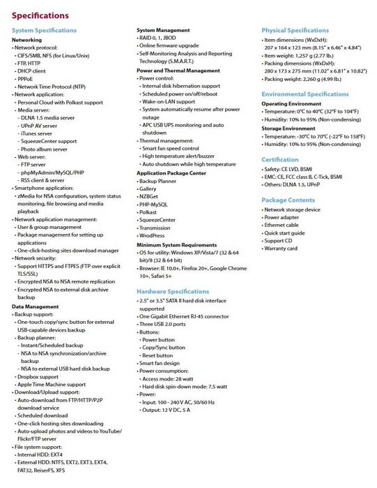 Zyxel NSA320 NAS (without hard drives)64750499654914124