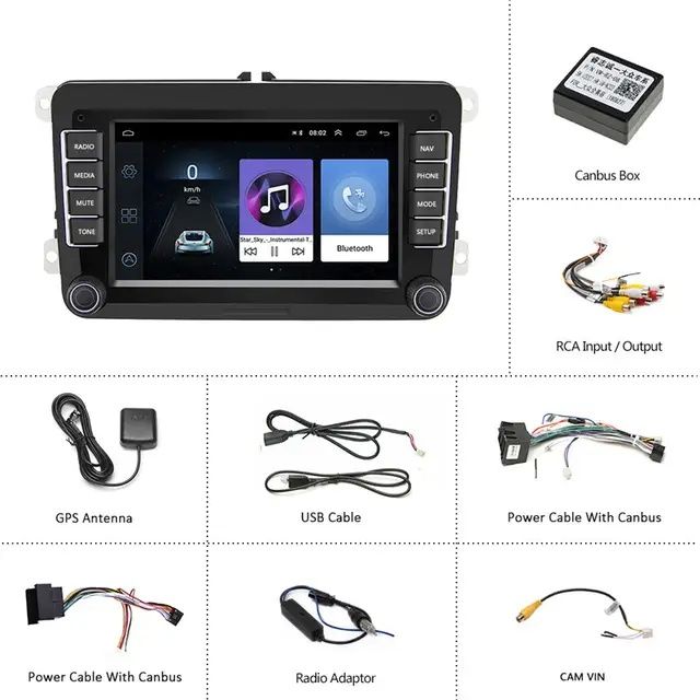 Rádio 2din Volkswagen skoda seat com GPS WiFi RDS Bluetooth NOVO