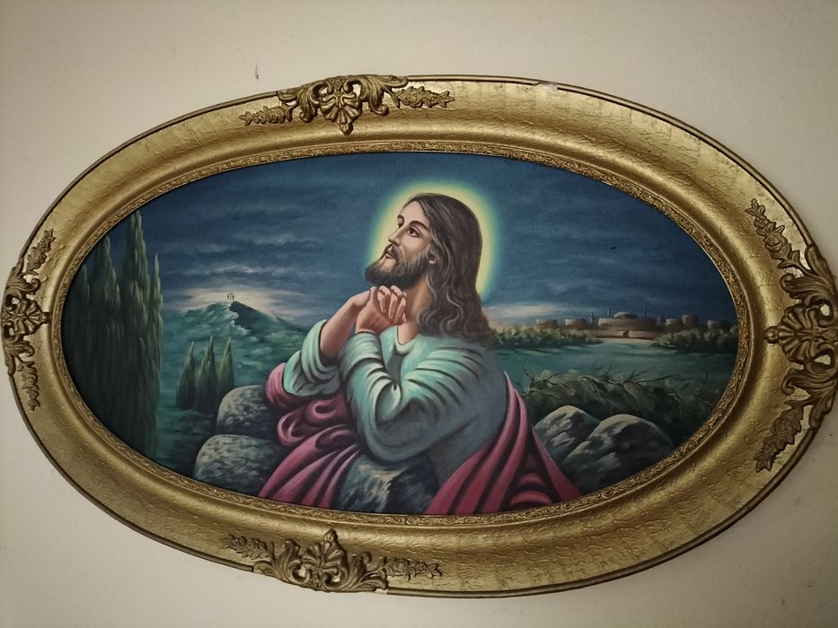 Obraz olejny Jezus w drewnianej ramie