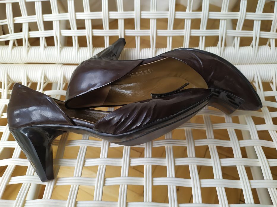 Buty skórzane włoskie lakierki damskie