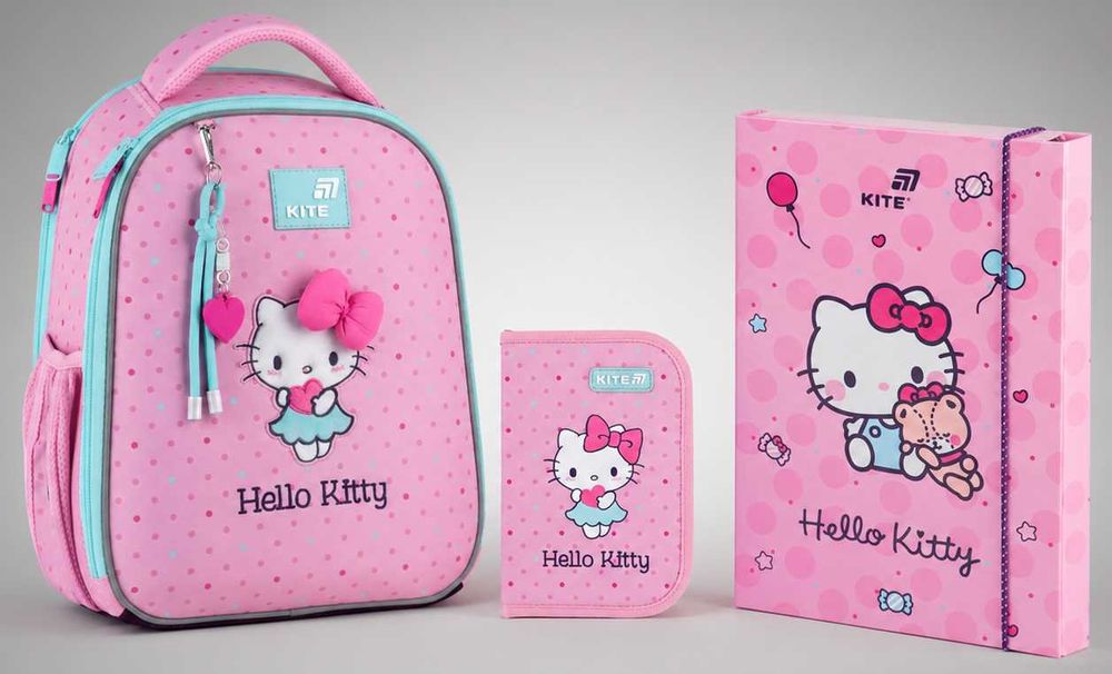 Шкільний набір Kite Education Hello Kitty: рюкзак,пенал + папка для зошитів