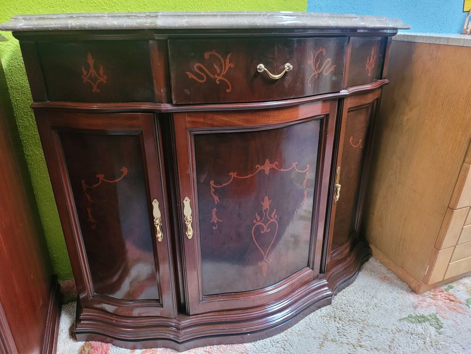 Consola em madeira com tampo em pedra - óptimo estado geral