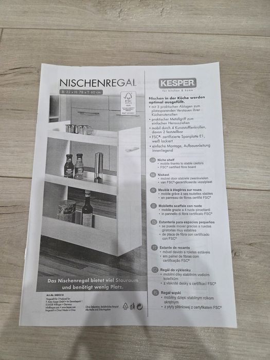 Pilne Wąska szafka na kółkach kuchenna/łazienkowa