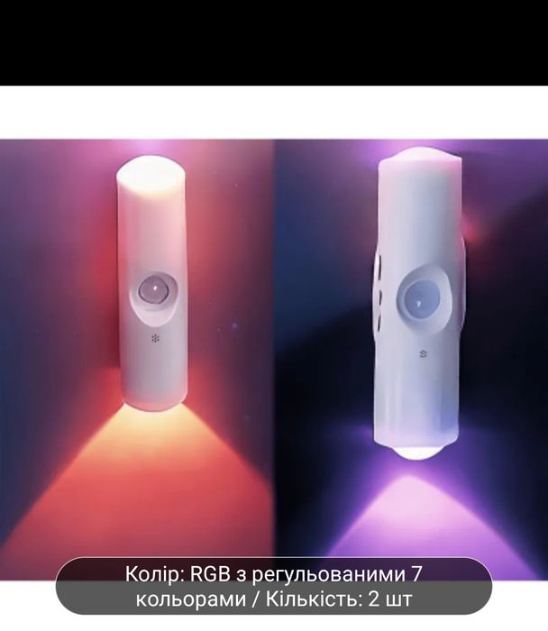 Світильник з датчиком руху, нічник на стіну, ліхтар