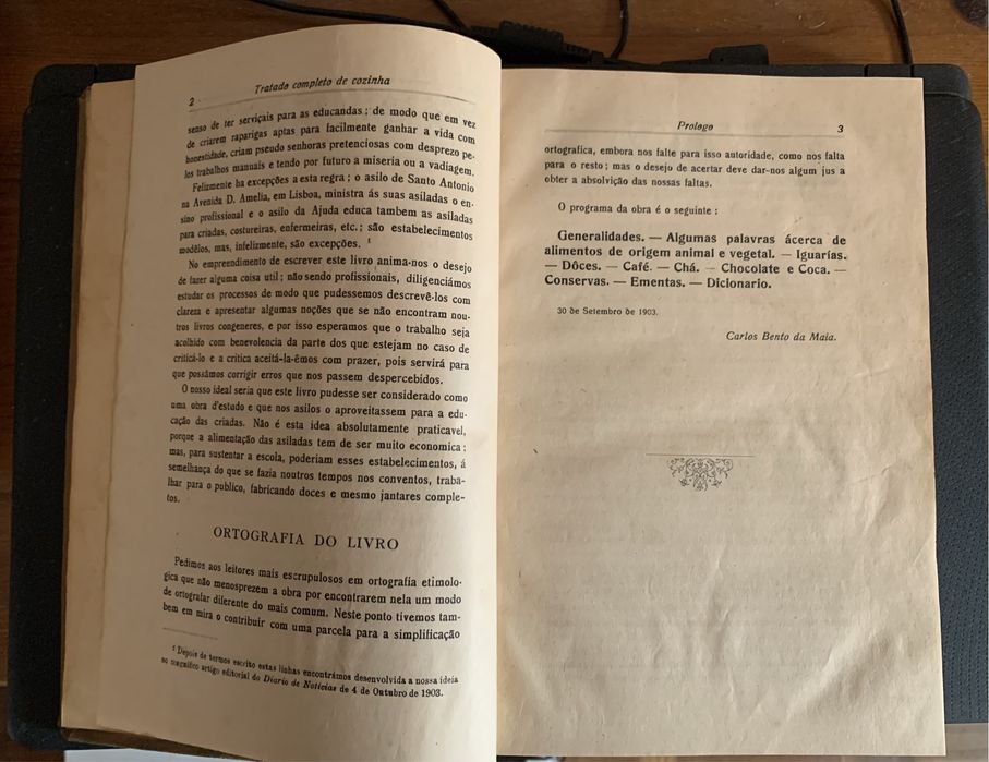Primeira edicao de “Tratado de cozinha e de copa” Carlos Bento da Maia