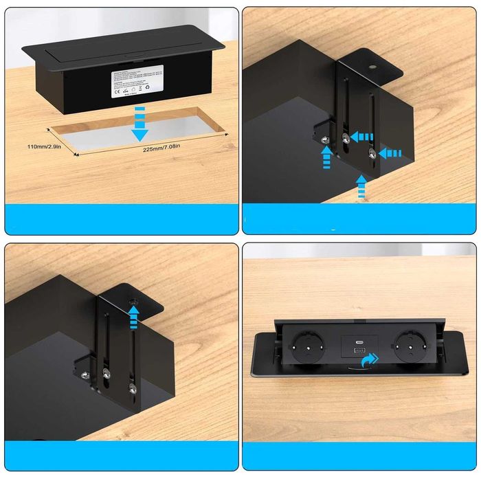 Gniazdko Stołowe do Zabudowy 2 Gniazda Wtykowe USB Brak Mocowań