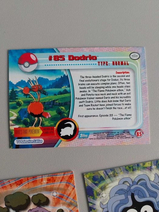 Lote 3 cartas Pokemon TV Animation Edition, raras, Dodrio, Weezing, Tangela