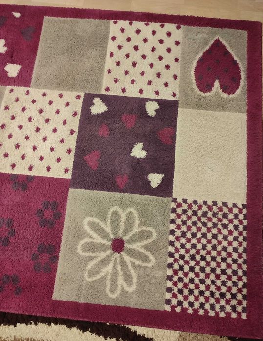 Dywan dla dziecka Twingo serca fioletowy 160 x 230 - UŻYWANY