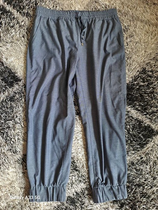 Spodnie joggery ze ściągaczami indygo Zara XL