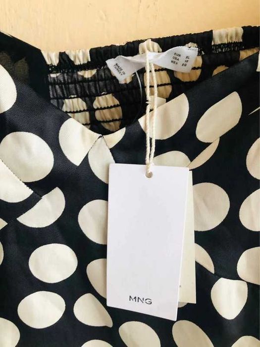 Mango - nowy top, crop top w groszki (L/XL)