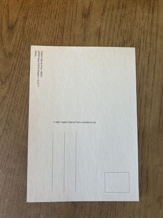 Jorge Costa FCP postal oficial de 1996 futebol clube do Porto