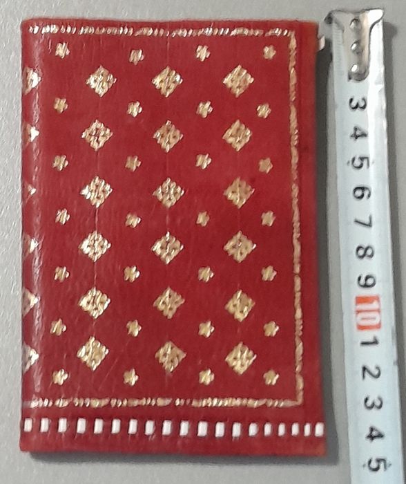 Carteira marroquina vintage em couro vermelho com dourado