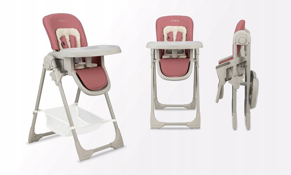Krzesło do karmienia MoMi Gojo różowe składane regulowane