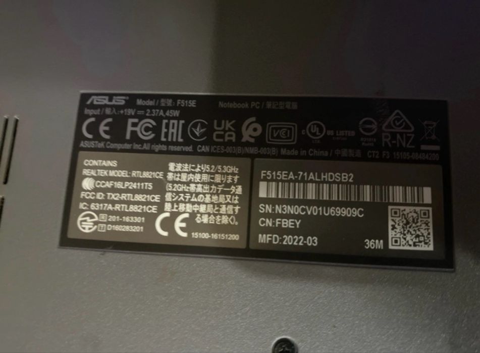 Portátil Asus F515EA-71ALHDSB2