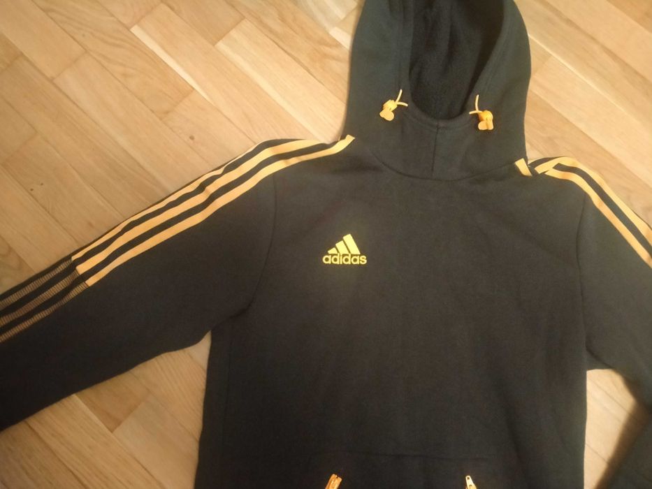 Damska bluza z kapturem, Adidas oryginalna, czarna kangurka, stan BDB