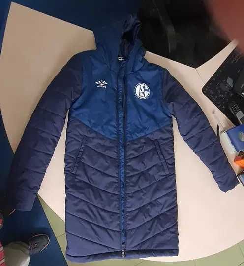 ocieplany płaszcz młodego piłkarza/trenera Schalke04 wzrost 152cm