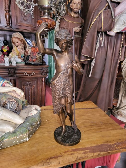 Figurka z brązu 7 kg 1890 rok Święty Jan Chrzciciel XIX wiek