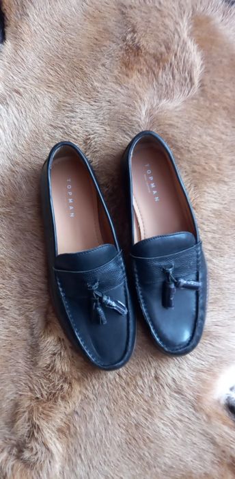 Czarne męskie nowe mokasyny skórzane Topman r. 41