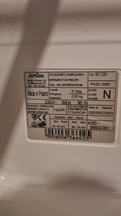 Lodówko zamrażarka Amica