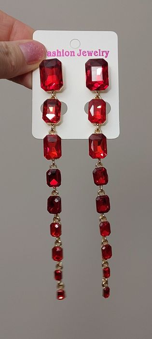 Zjawiskowe czerwone długie kolczyki WYPRZEDAŻ!!