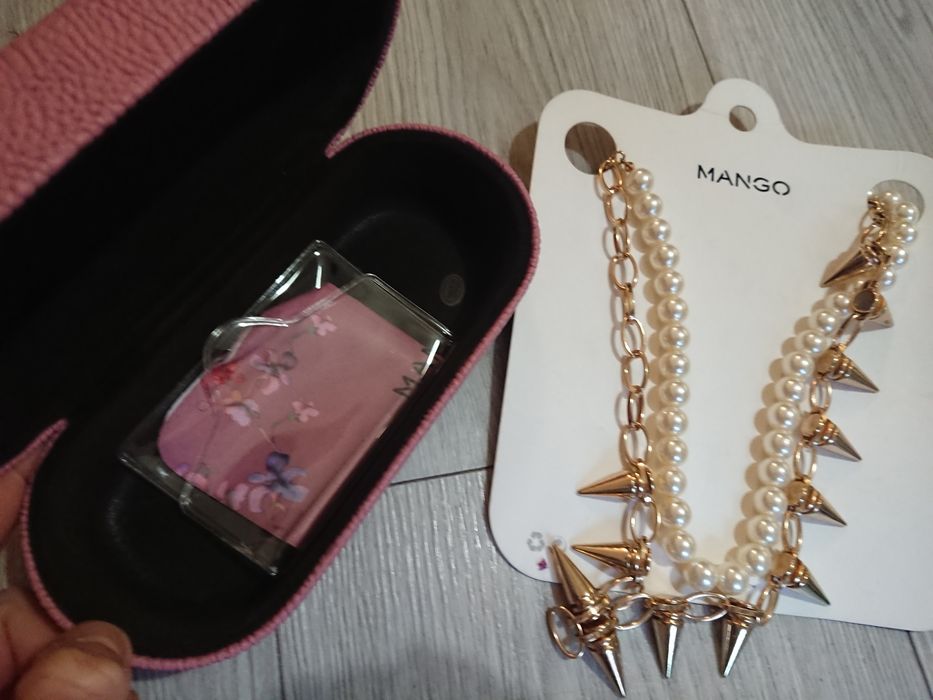 Łańcuszek, naszyjnik Mango imitacja pereł i złota