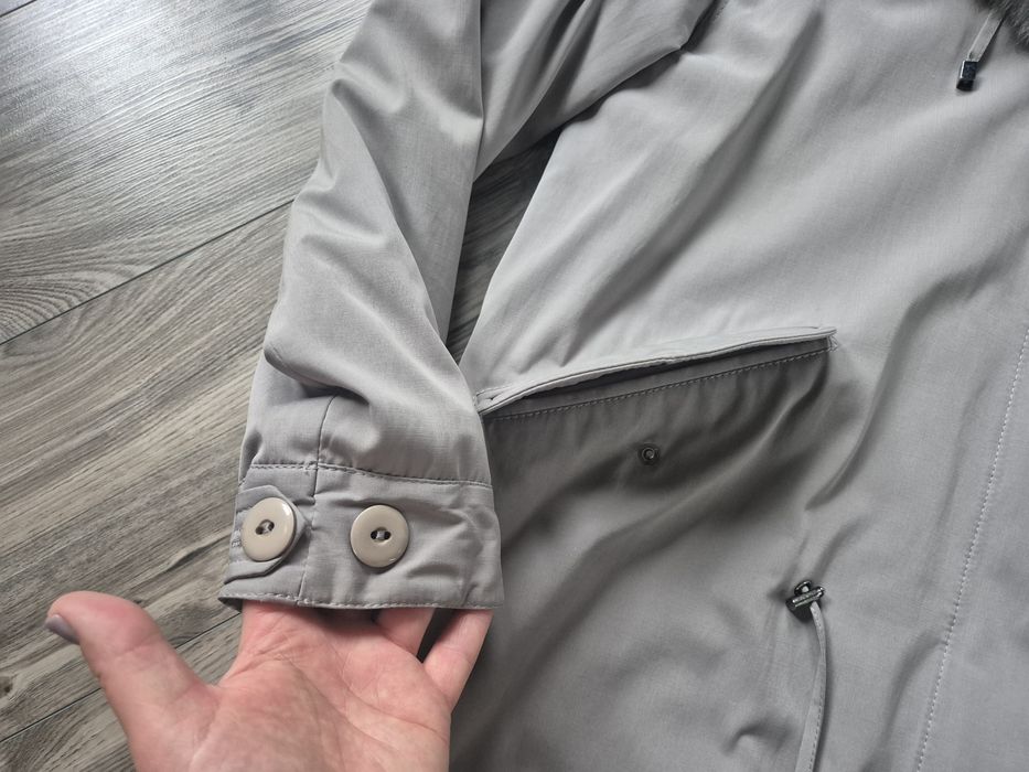 Szara parka/kurtka M  z kapturem FAN LEATHER