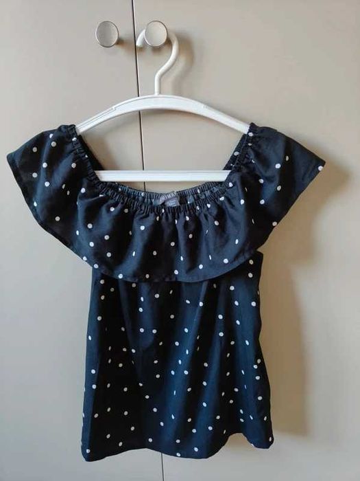 Bluzka w kropki z krótkim rękawem Primark r. XS