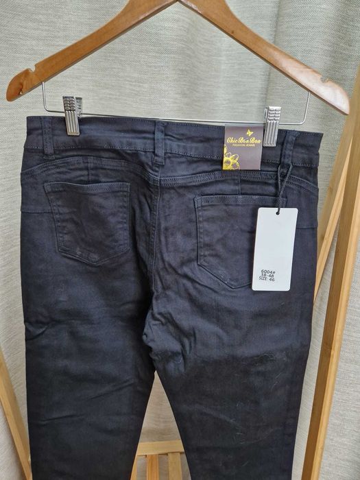 NOWE czarne jeansy z wysokim stanem rozm 46